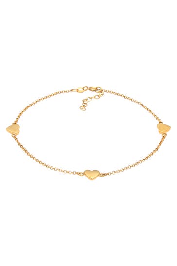 NENALINA Fusskettchen Herzen Verspielt Strand Sommer Trend 925 Silber Gold