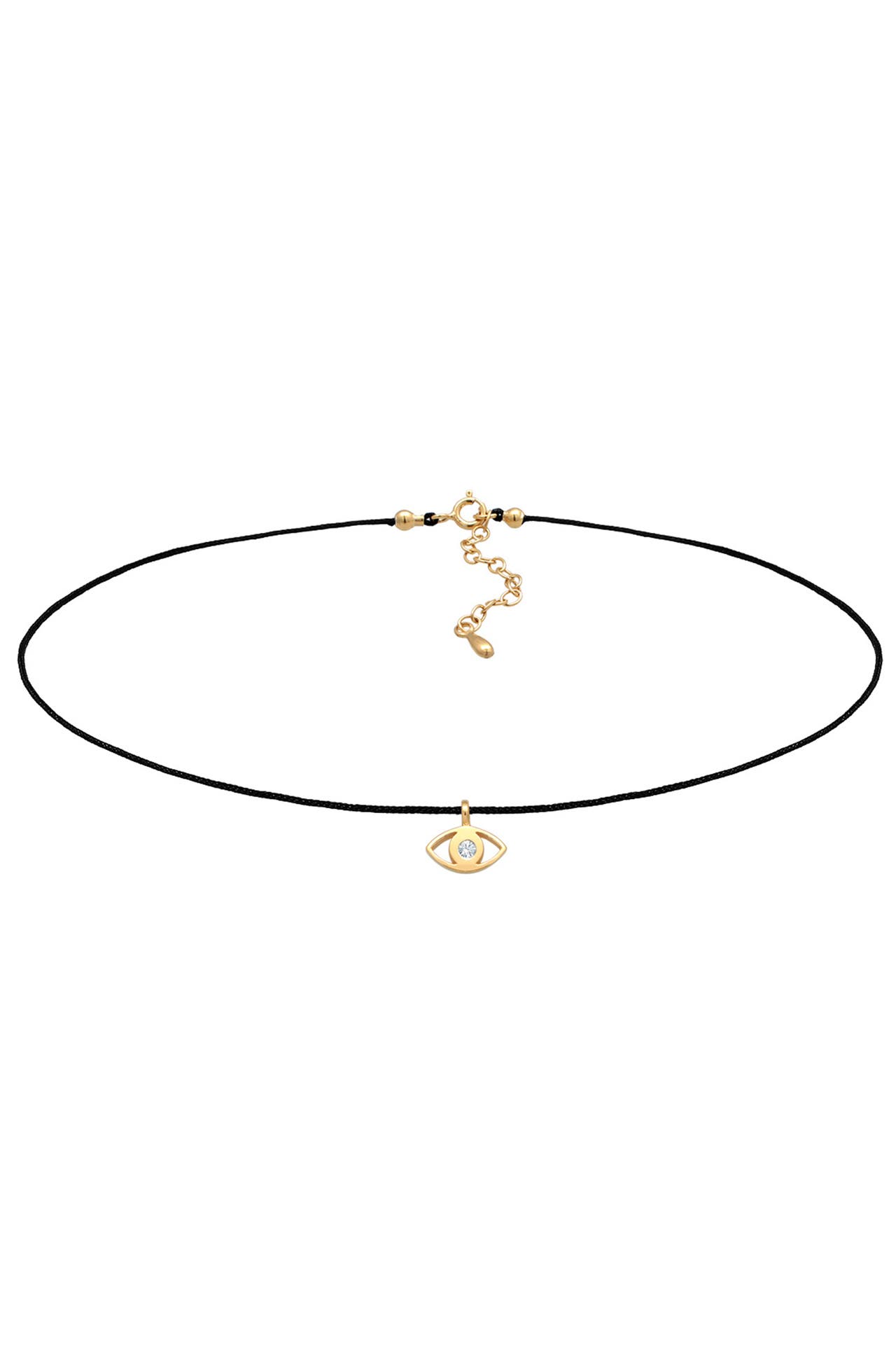 ELLI Kette Choker Evil Eye Textil 925 Silber vergoldet, mit Kristallen von Swarovski® Gold, Bild 1