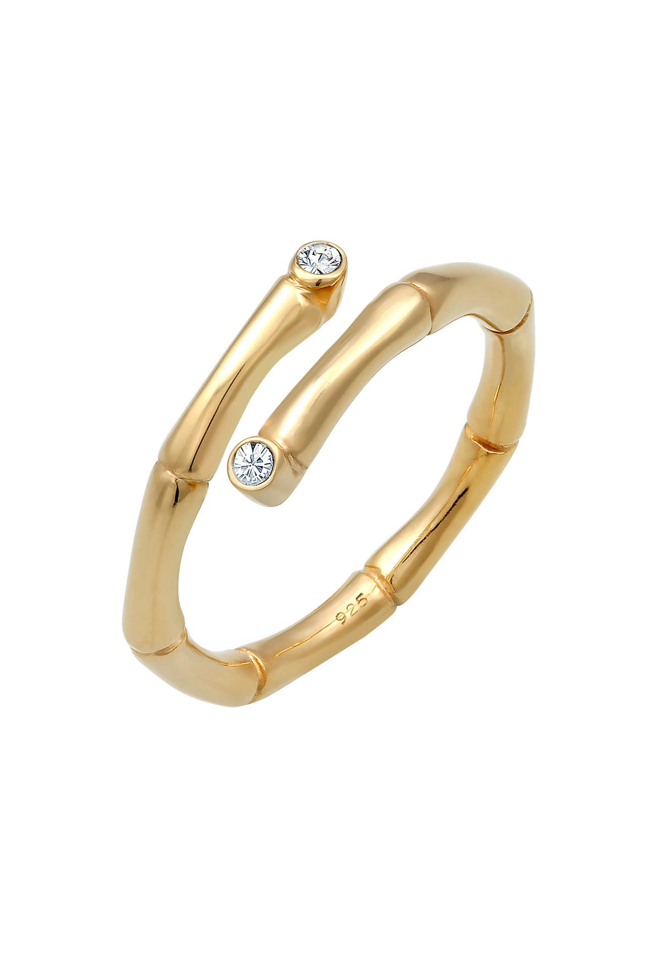 ELLI Ring Bambus offen 925 Silber, mit Kristallen von Swarovski® Gold, Bild 1