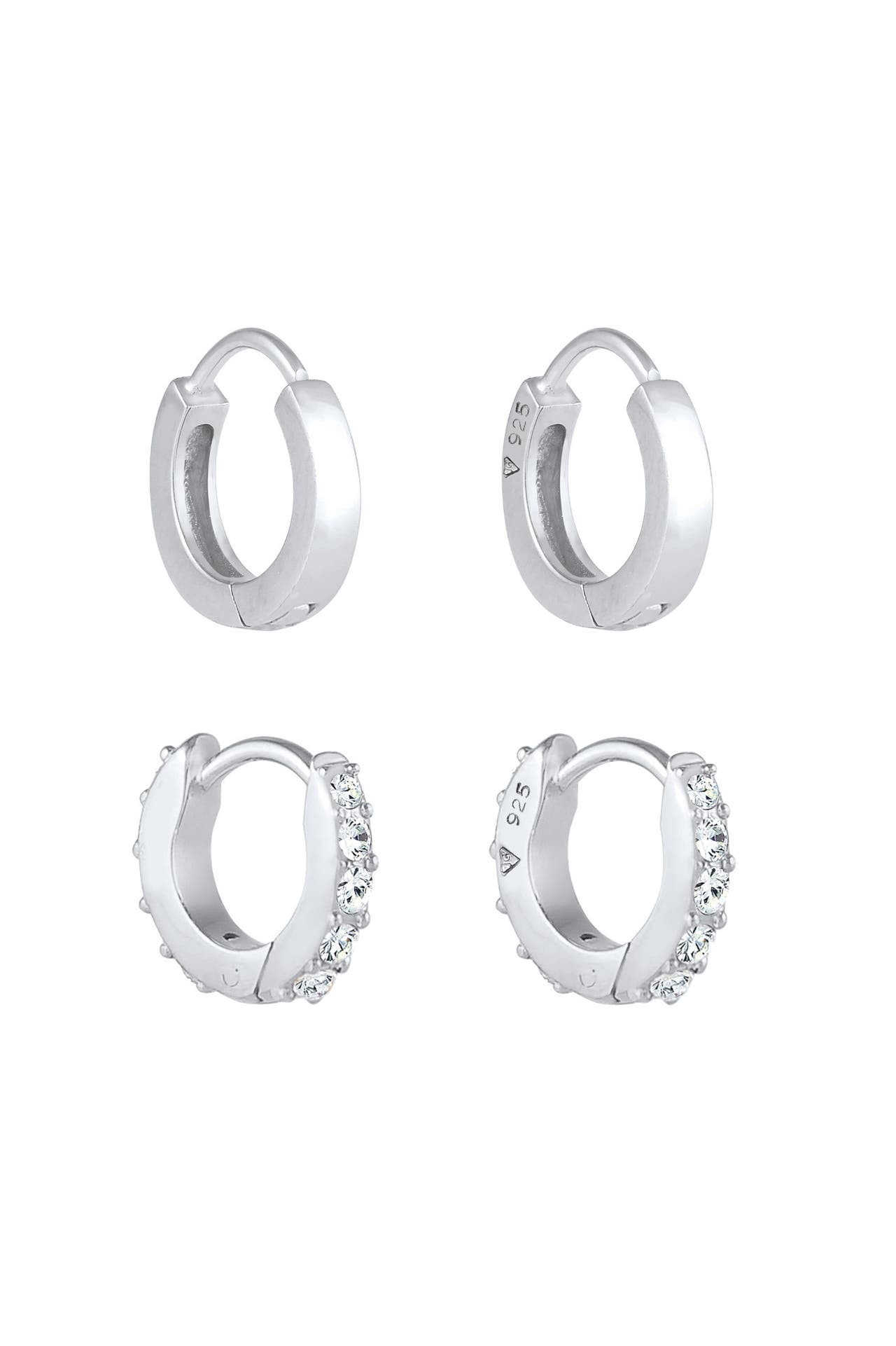 ELLI Ohrringe Creolen Glanz Set 925 Silber, mit Kristallen von Swarovski® Silber, Bild 1
