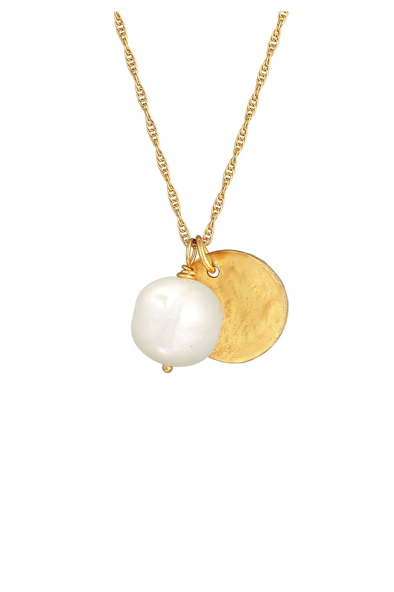 ELLI PREMIUM Kette Süßwasserperle Disc Organic Look 925 Silber vergoldet Gold, Bild 1