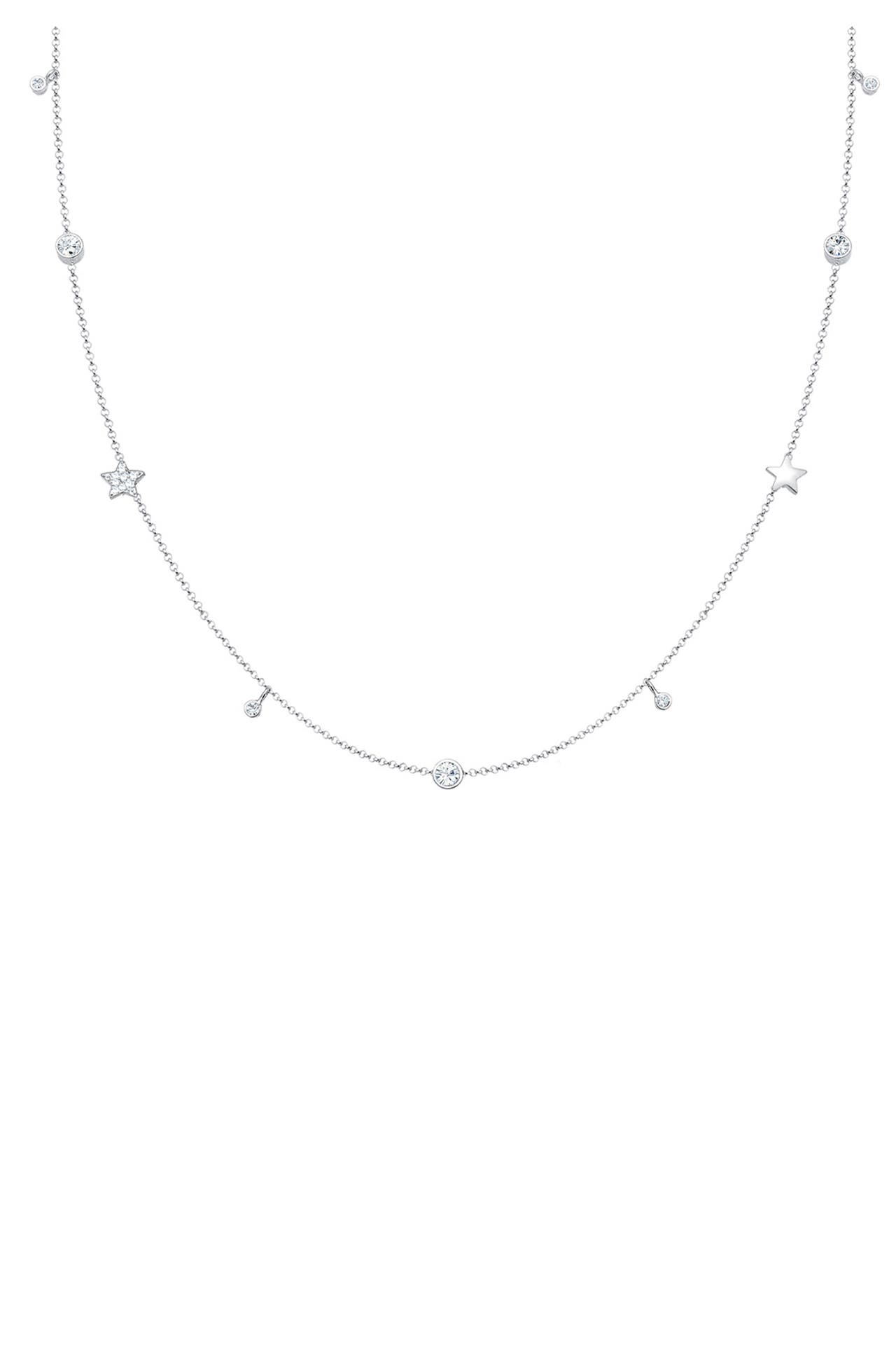 ELLI Kette Solitär Sterne Kristalle Silber, Bild 1