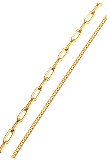 ELLI PREMIUM Armband Glieder Grob Rund Oval Basic (2 tlg.) 925 Silber Gold