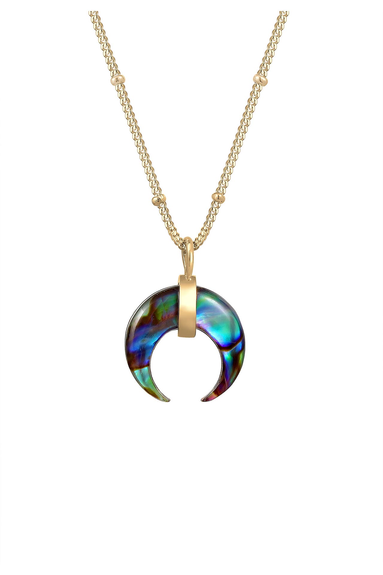 ELLI Kette Halbmond Abalone Muschel und Kugelkette vergoldet Gold, Bild 1