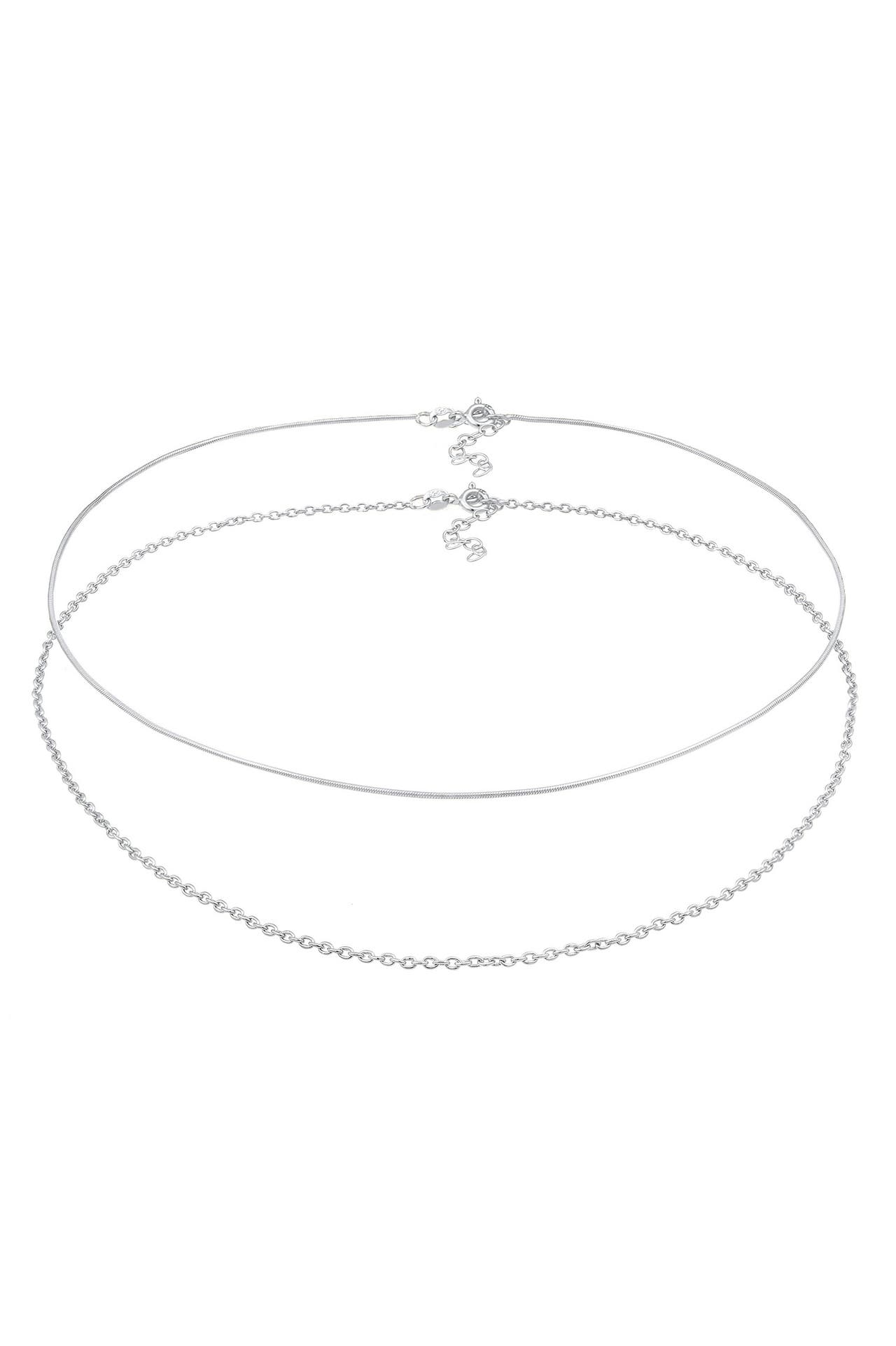 ELLI Kette Choker Set (2tlg) Schlangen Ankerkette 925 Silber Silber, Bild 1