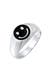 Ring Herren Siegelring Smiling Emaille 925 Silber Schwarz