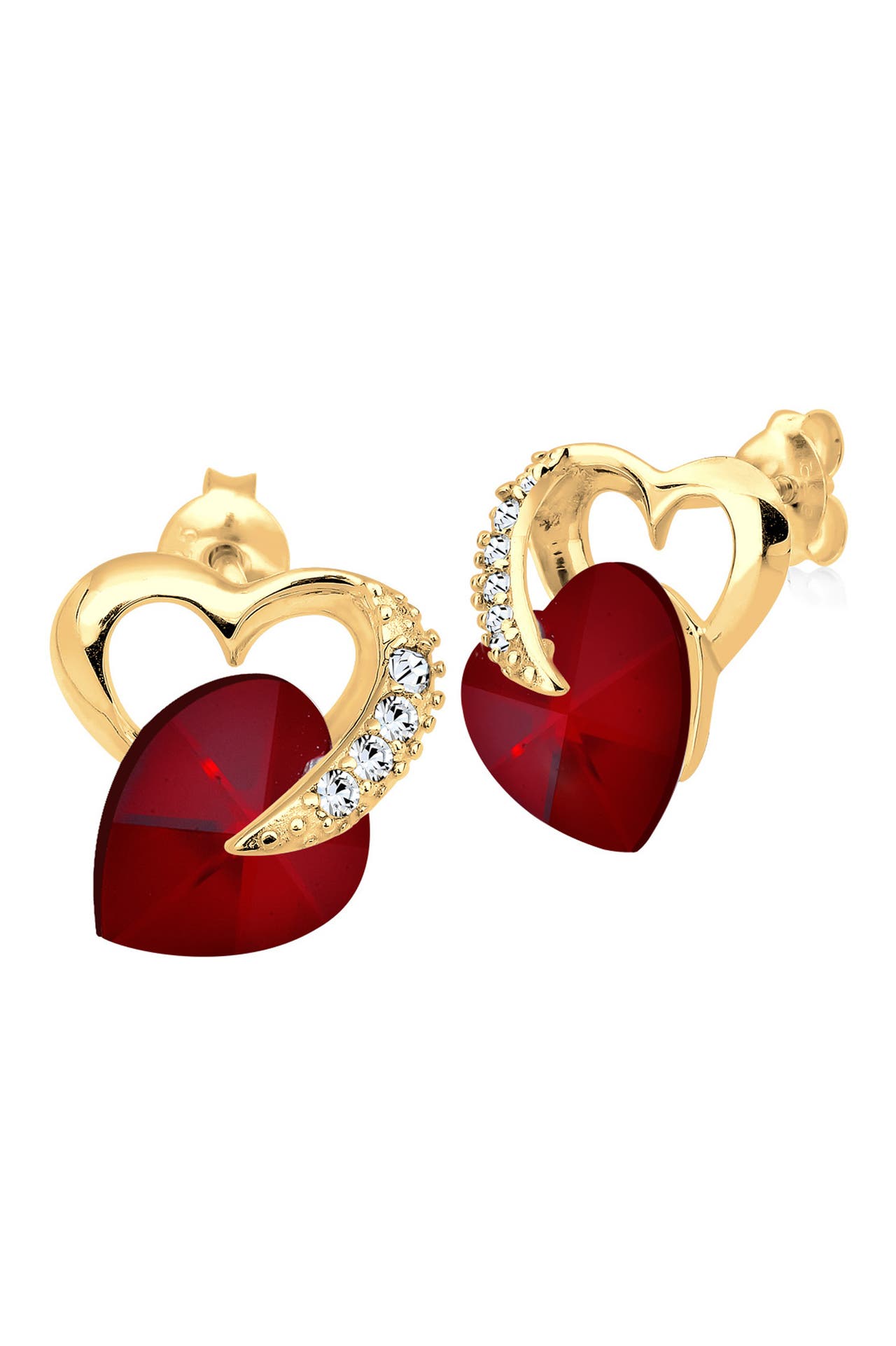 ELLI Ohrringe Herz Liebe 925 Silber, mit Kristallen von Swarovski® Dunkelrot, Bild 1