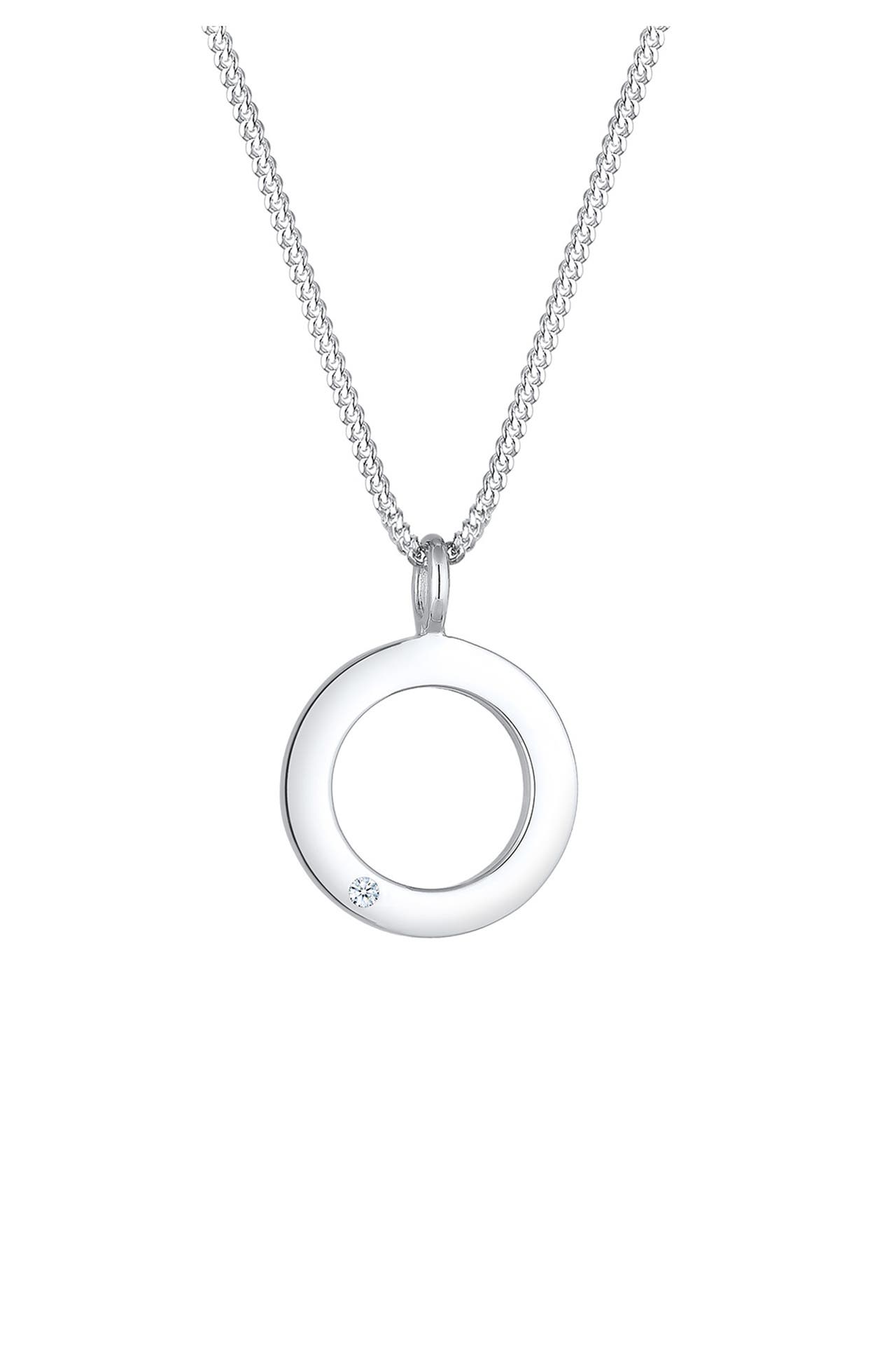 ELLI DIAMONDS Kette Kreis Diamant Weiß Brillantschliff (0.015ct) 925 Sterling Silber Silber, Bild 1