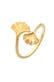 Ring Verstellbar offen Ginkgo Blatt Natur 925 Silber Gold