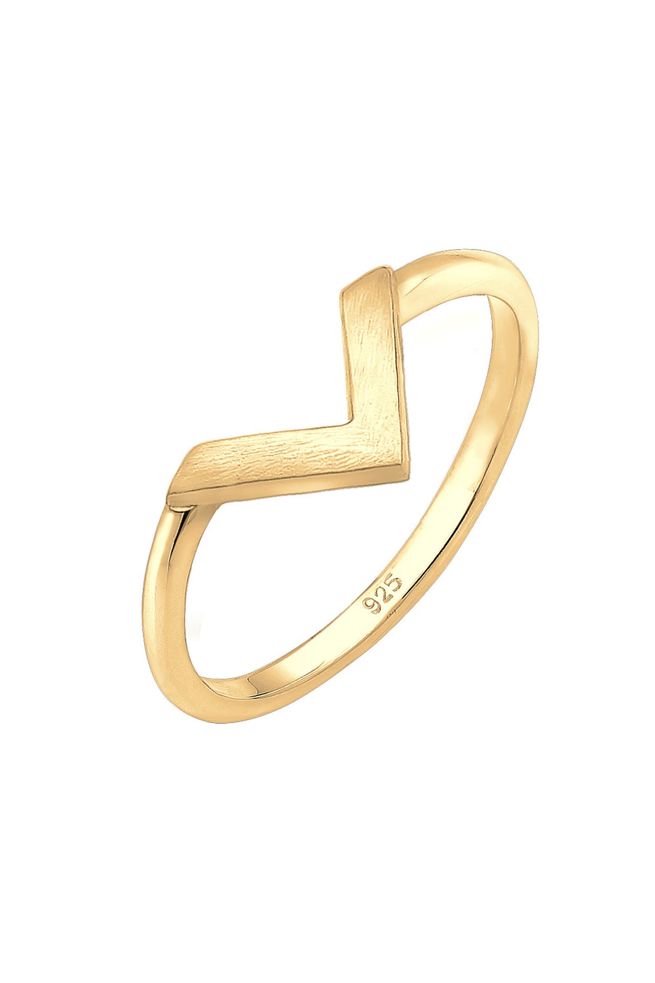ELLI Ring V-Form Matt Basic 925 Silber Gold, Bild 1