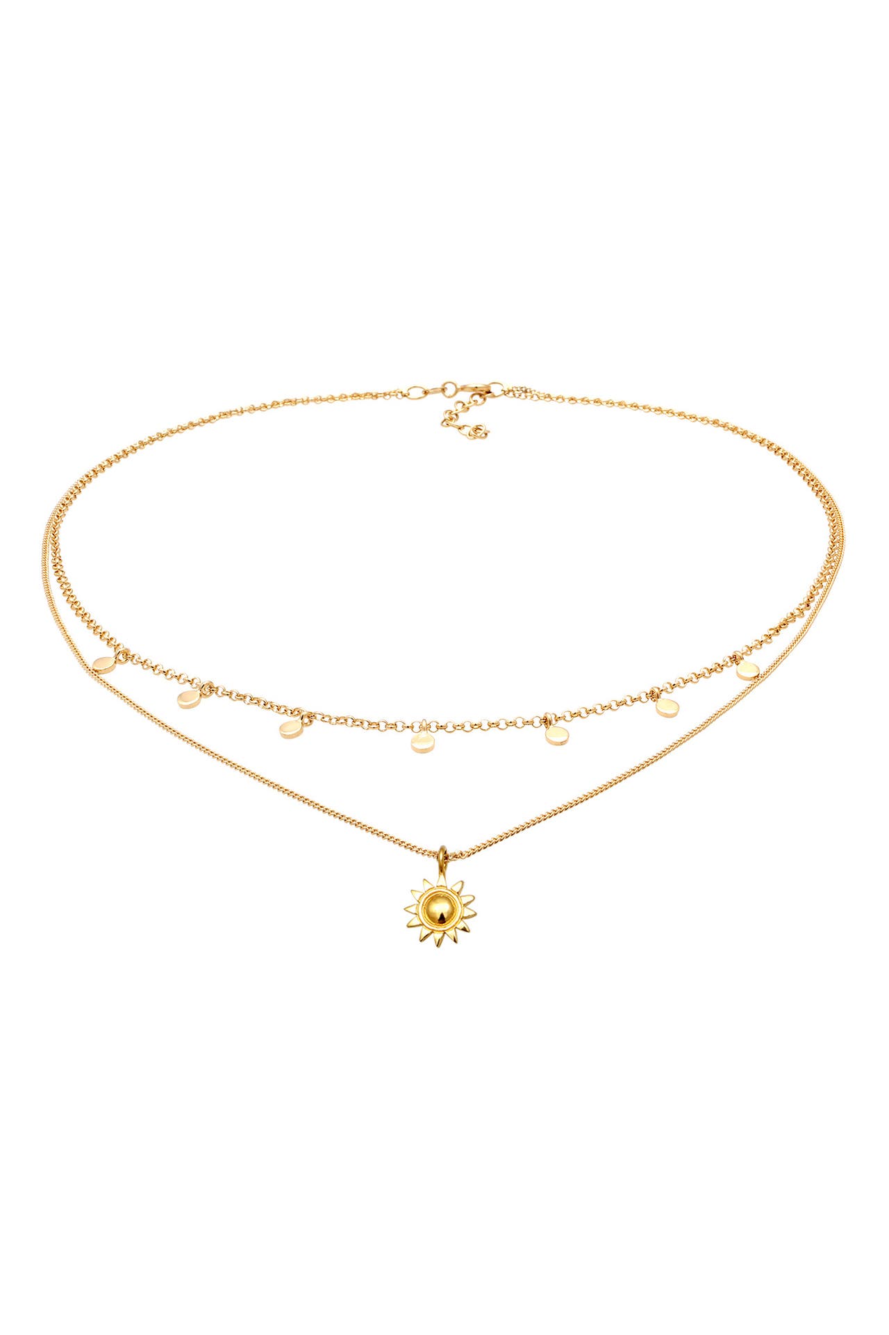 ELLI Kette Layer Sonne Plättchen 925 Sterling Silber Gold, Bild 1