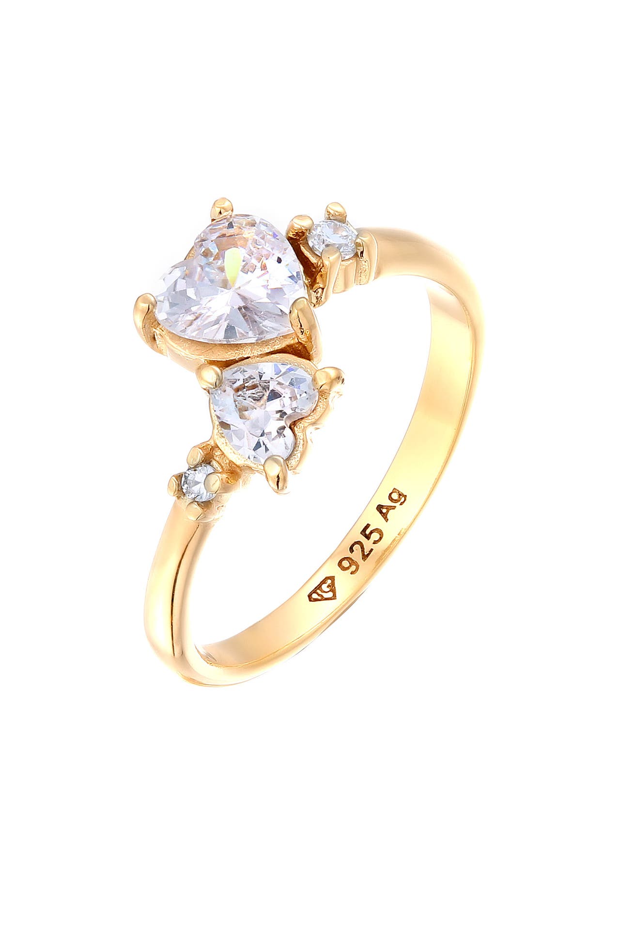 ELLI Ring Herz Zirkonia Weiß Liebe 925 Sterling Silber Gold, Bild 1