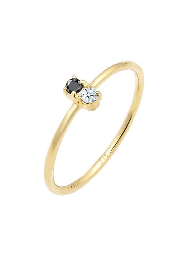 ELLI DIAMONDS Ring Verlobungsring Schwarzer Diamant (0.06 ct) 375 Gelbgold Gold