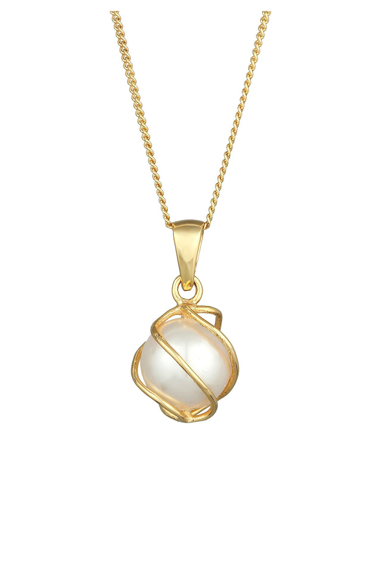 ELLI PREMIUM Kette Spirale synthetische Perlen 375 Gelbgold Gold, Bild 1