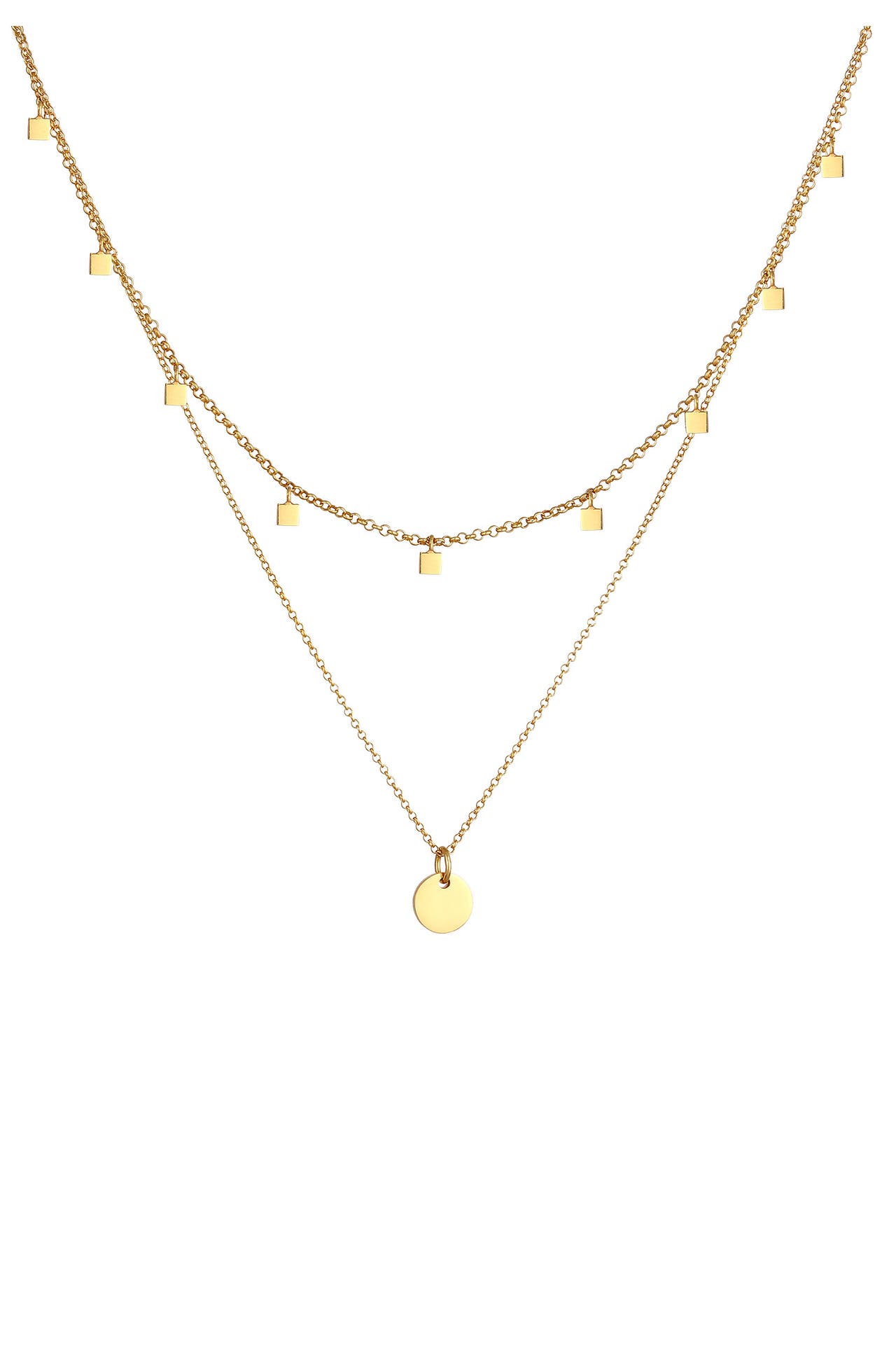 ELLI Kette Set Erbskette Plättchen Quadrat (2 tlg) 925 Silber Gold, Bild 1