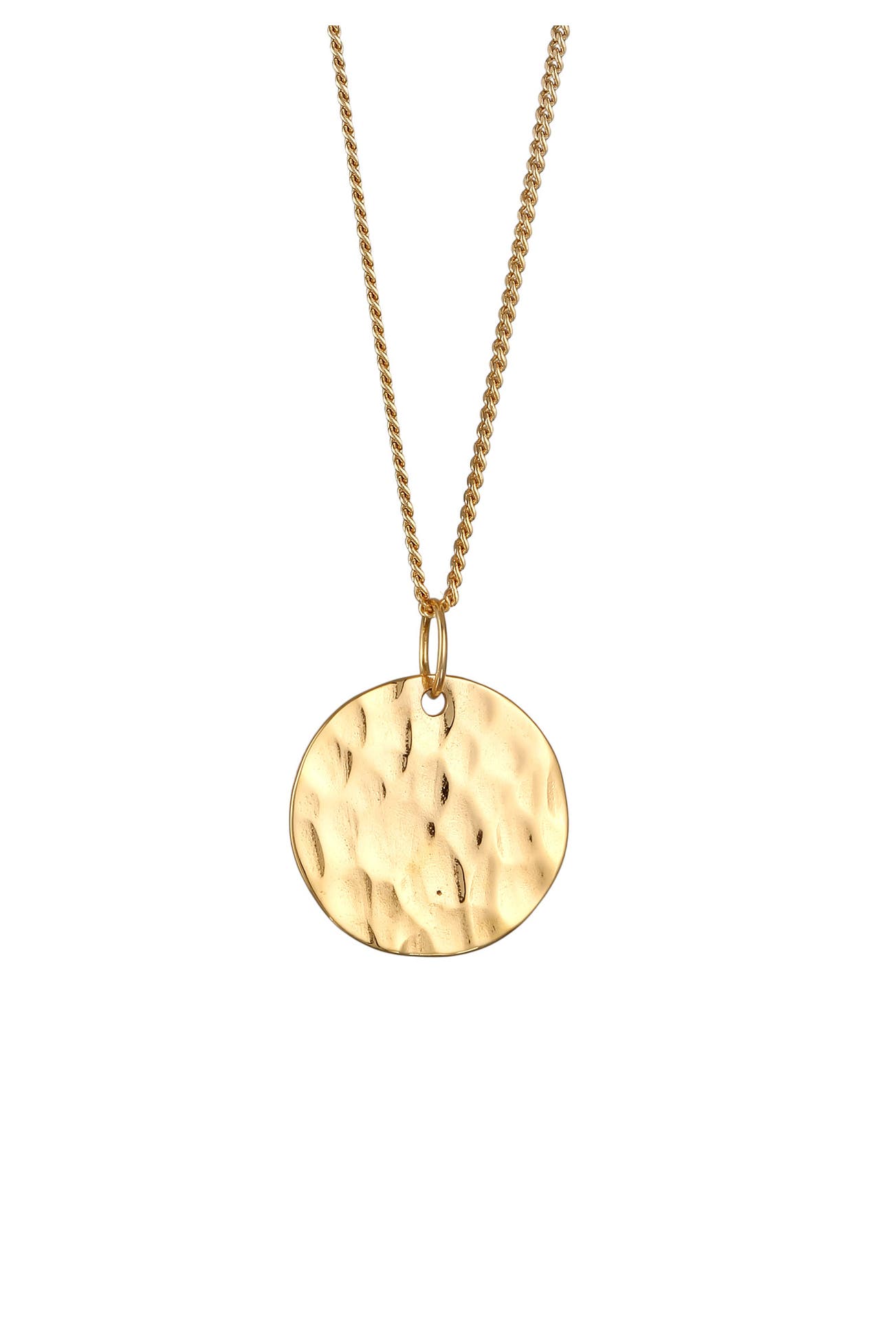 KUZZOI Kette Plättchen Anhänger Rund Gehämmert  375 Gelbgold Gold, Bild 1