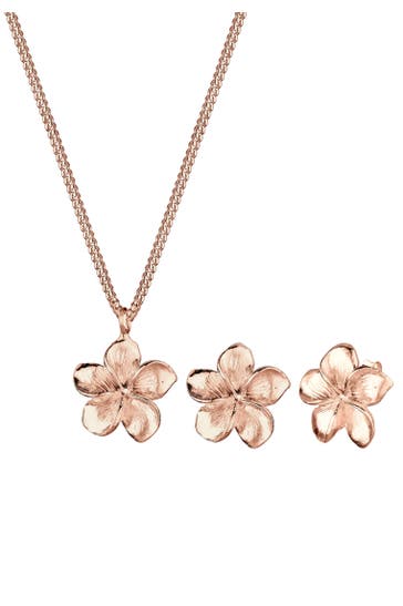 ELLI Schmuckset Frangipani Blüte 925 Sterling Silber Rosegold