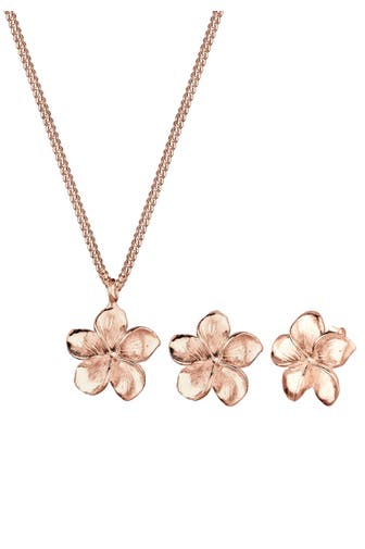 ELLI Schmuckset Frangipani Blüte 925 Sterling Silber Rosegold