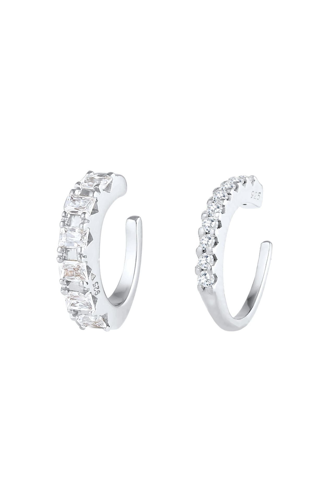 ELLI PREMIUM Ohrringe Single Earcuff Set Zirkonia (2 tlg) 925 Silber Silber, Bild 1