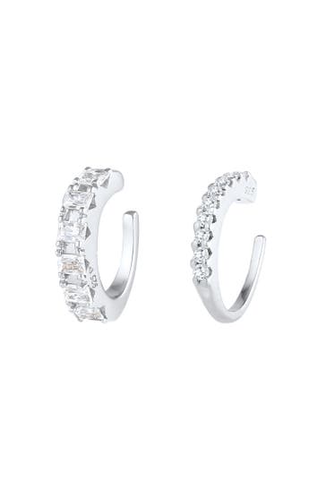 ELLI PREMIUM Ohrringe Single Earcuff Set Zirkonia (2 tlg) 925 Silber Silber