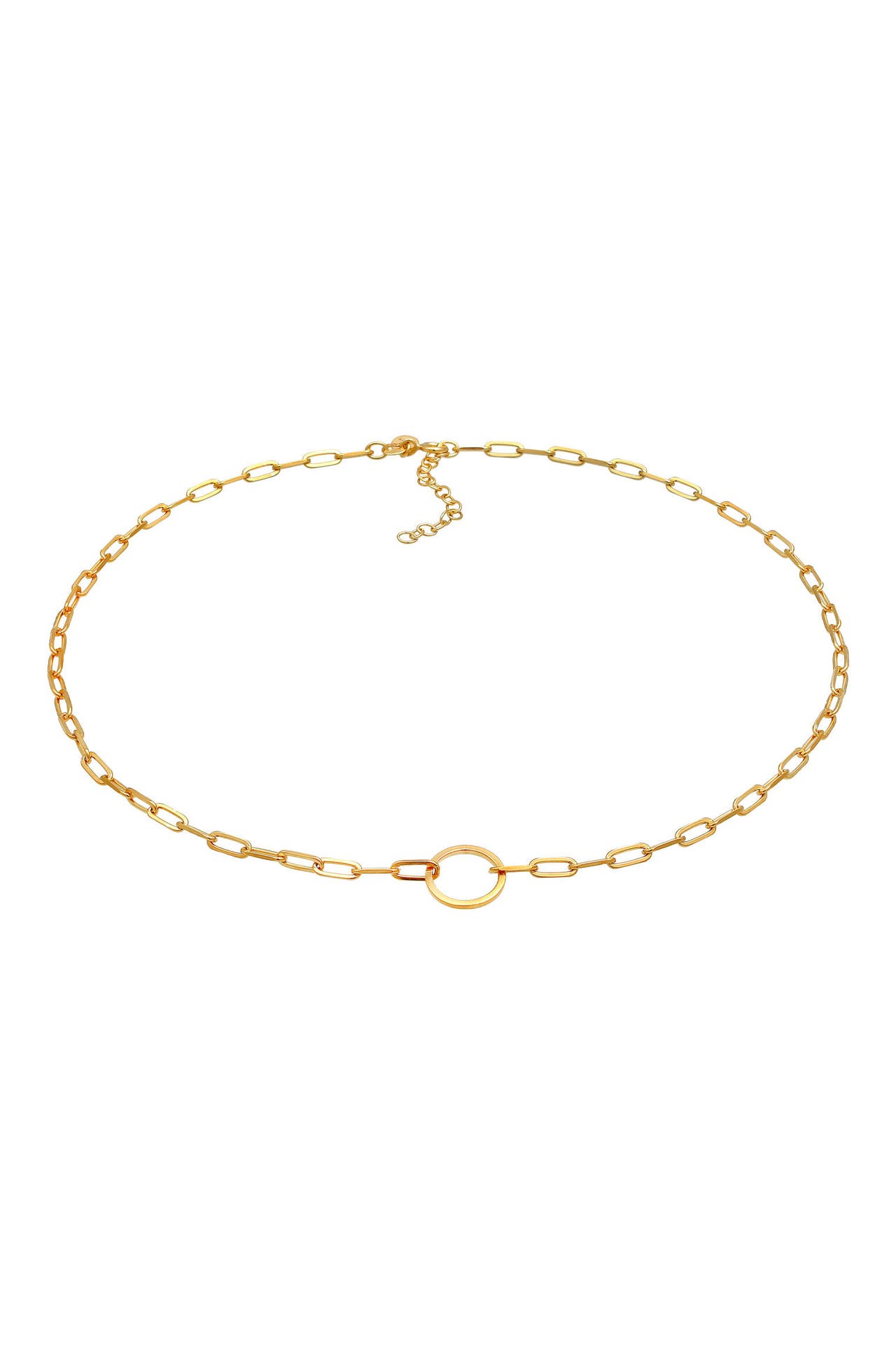 ELLI PREMIUM Kette Gliederkette länglich Kreis Trend Geo 925 Silber Gold, Bild 1