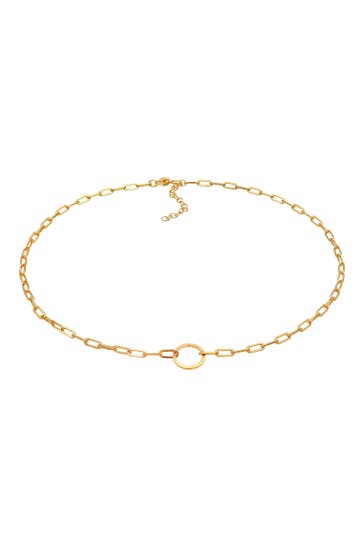 ELLI PREMIUM Kette Gliederkette länglich Kreis Trend Geo 925 Silber Gold
