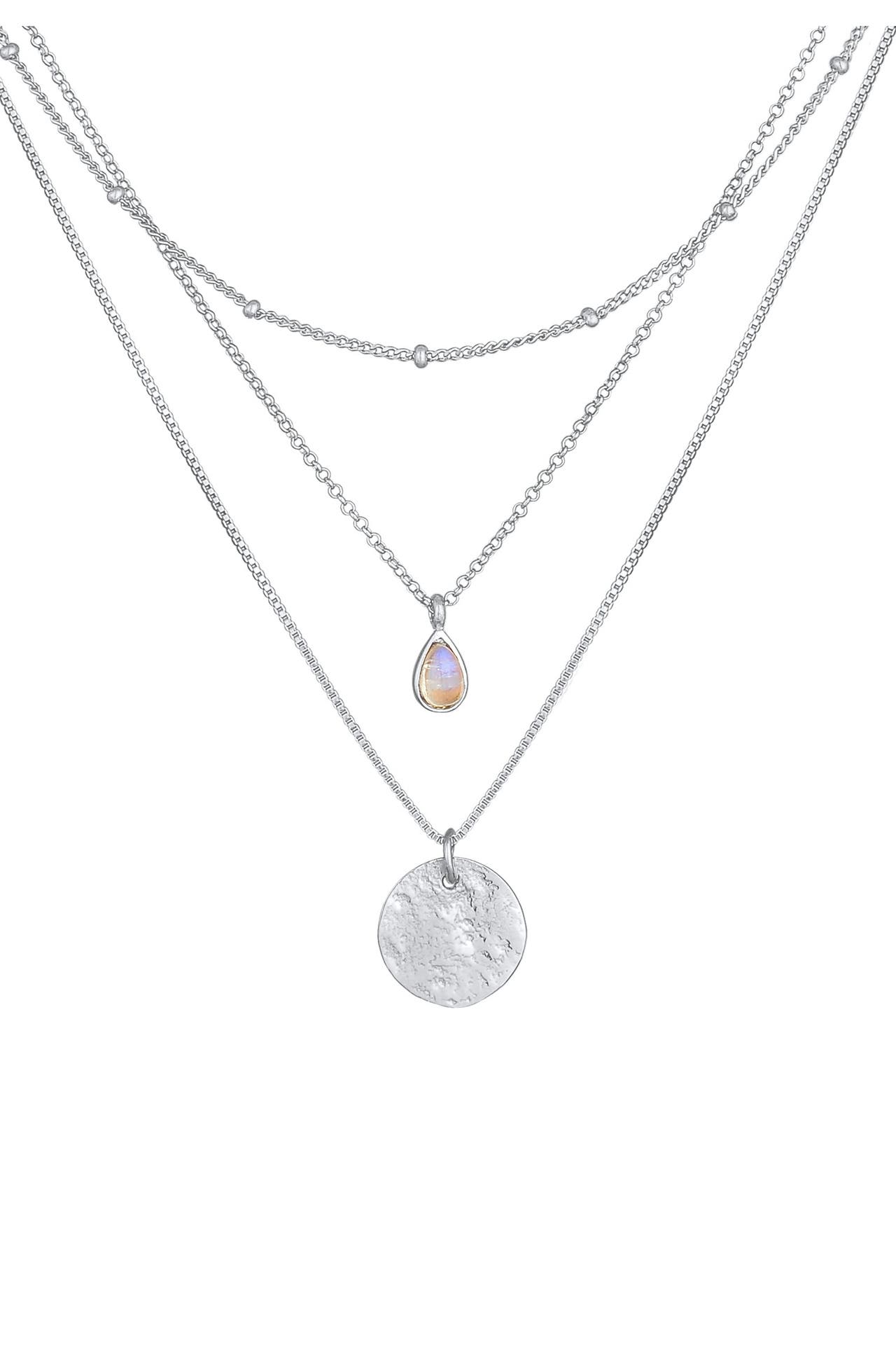 ELLI PREMIUM Kette Layer Labradorit Plättchen Anhänger 925 Silber Silber, Bild 1