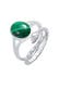Ring Siegelring Malachit Schlange 2er Set 925 Silber Silber