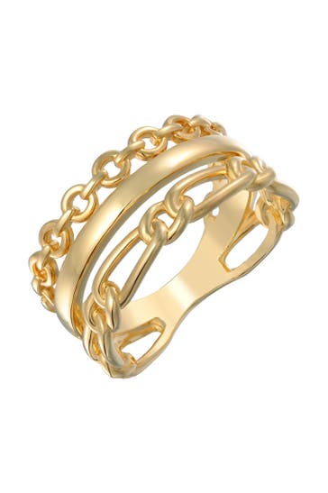 ELLI Ring Glieder Bandring 3-reihig Goldfarben Gold
