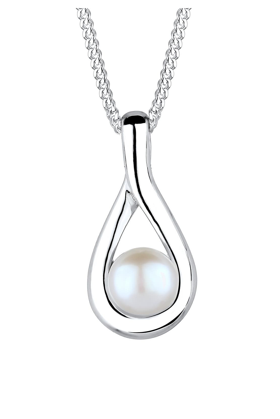 ELLI Kette Infinity Süßwasserzuchtperle 925 Sterling Silber Weiß, Bild 1