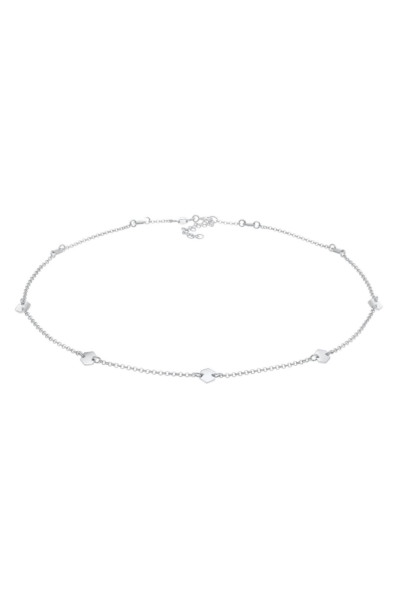 ELLI Kette Choker Geo Plättchen Hexagon 925 Silber Silber, Bild 1