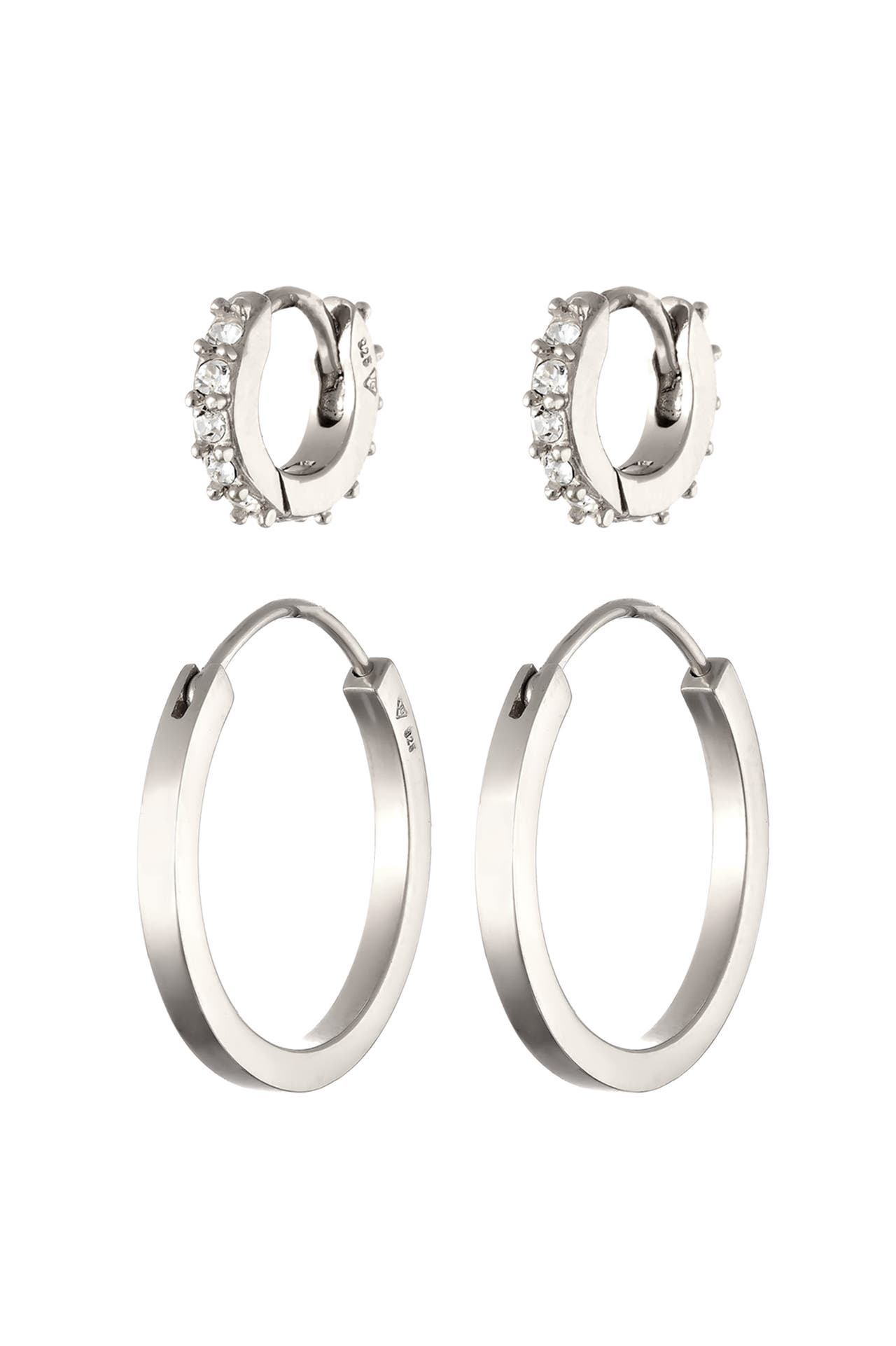ELLI Ohrringe Creolen Set Weiß 925 Sterling Silber, mit Kristallen von Swarovski® Silber, Bild 1