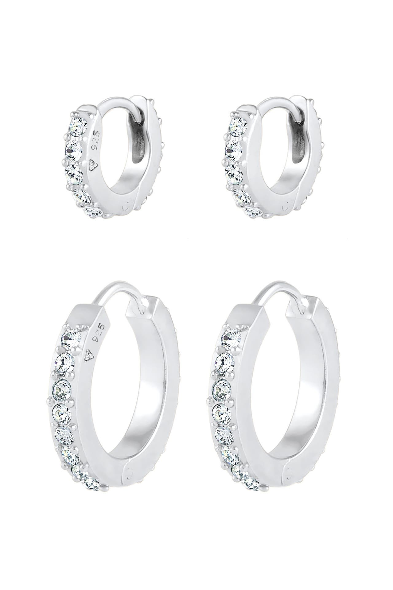 ELLI Ohrringe Creolen 2er Set 925 Silber, mit Kristallen von Swarovski® Silber, Bild 1