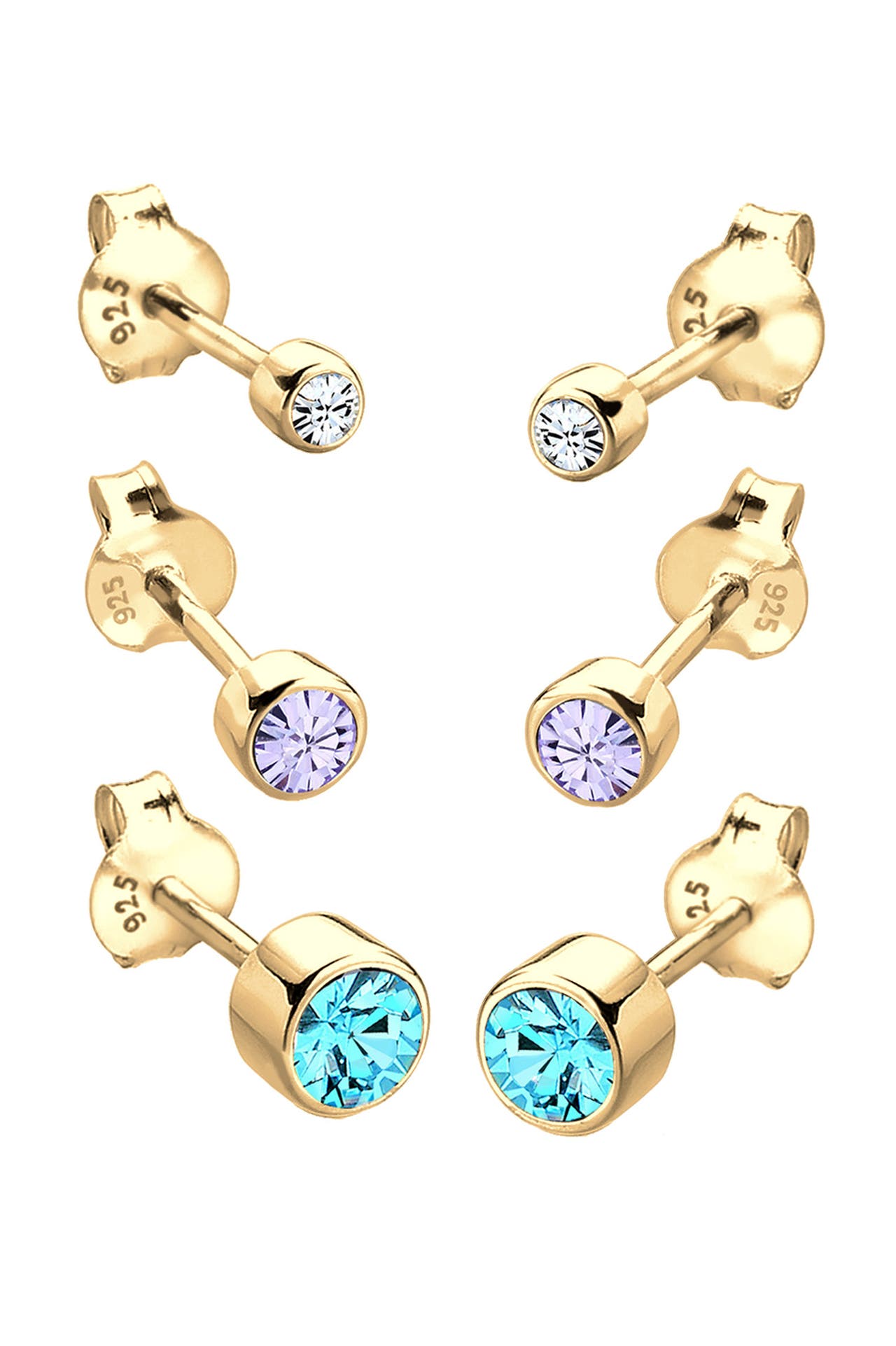 ELLI Ohrringe (Set, 6 tlg) rund 925 Silber, mit Kristallen von Swarovski® Gold, Bild 1