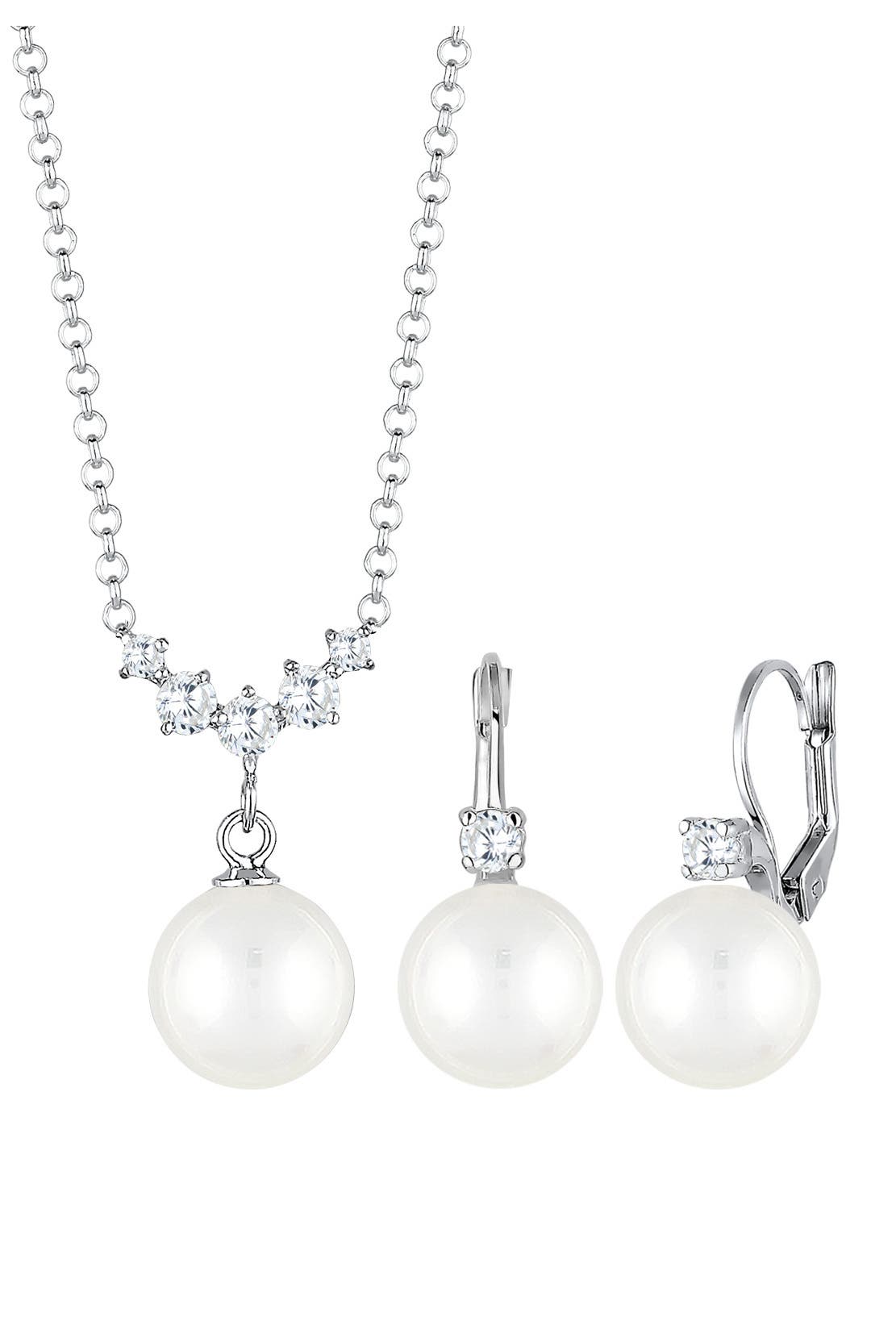 ELLI Schmuckset Set mit Perlen Zirkonia Weiß 925 Sterling Silber Silber, Bild 1