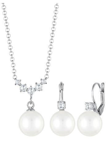 ELLI Schmuckset Set mit Perlen Zirkonia Weiß 925 Sterling Silber Silber