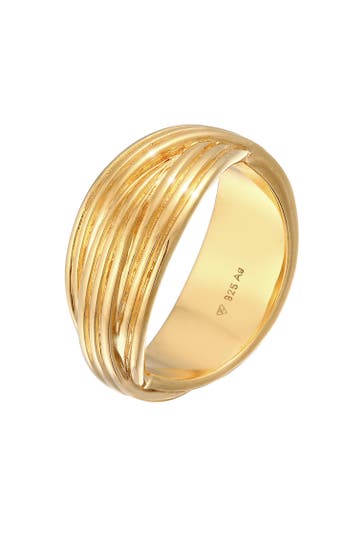 ELLI PREMIUM Ring Wickelring Gerillt Modern 925 Silber Gold