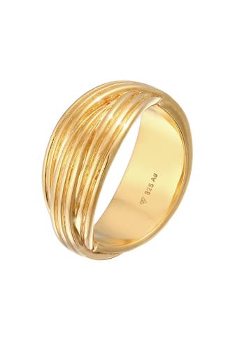 ELLI PREMIUM Ring Wickelring Gerillt Modern 925 Silber Gold
