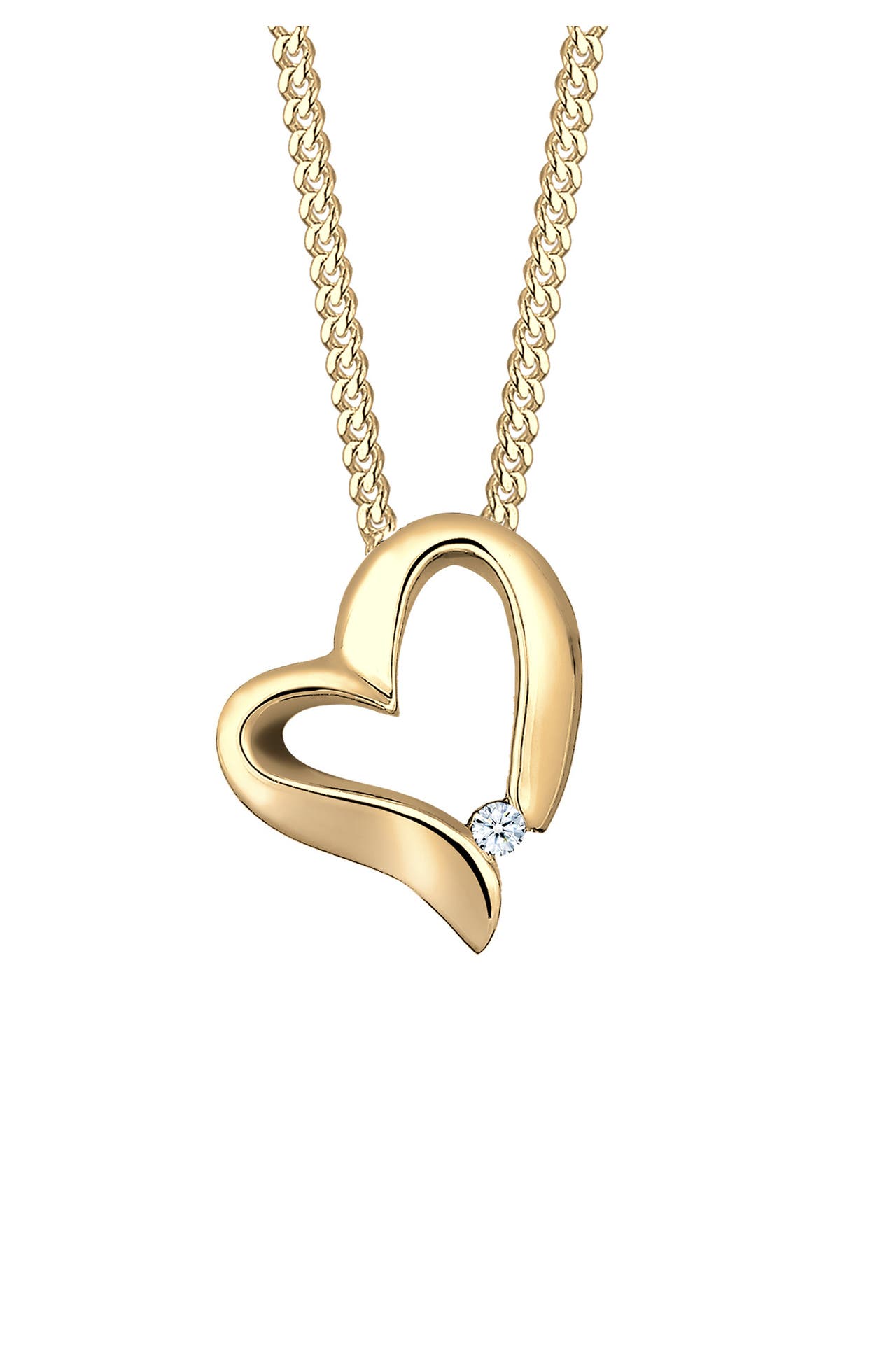 ELLI DIAMONDS Kette Herz Romantisch Diamant (0.015 ct.) 925 Silber Gold, Bild 1