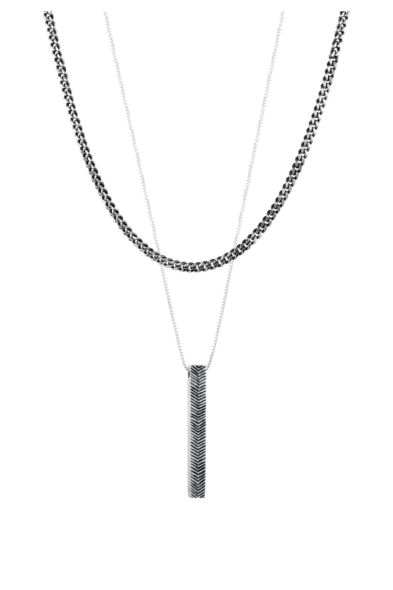 KUZZOI Kette Herren Layer Panzerkette Barren Stab 925 Silber Silber, Bild 1