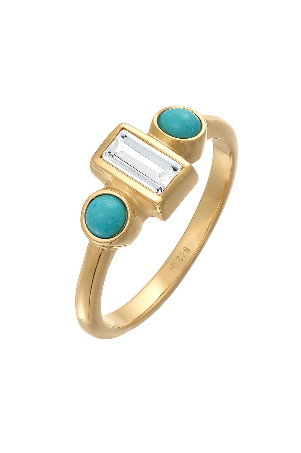 ELLI PREMIUM Ring Topas Howlith Türkis Vintage Verlobung 925 Silber Gold, Bild 1