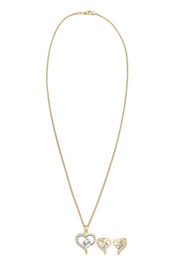 ELLI Schmuckset Set mit Herz Weiß 925 Sterling Silber, mit Kristallen von Swarovski® Gold