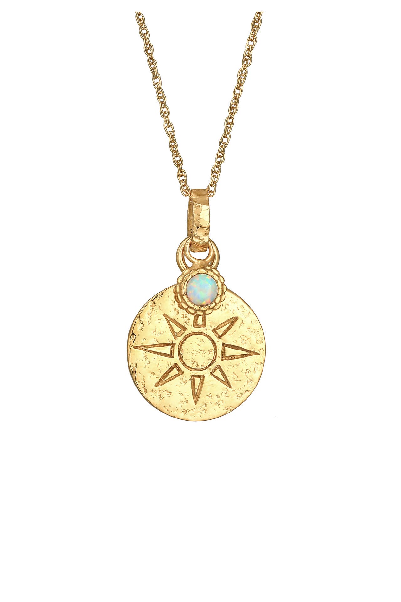 ELLI Kette Plättchen Sonne Antik Opal 925 Silber Gold, Bild 1