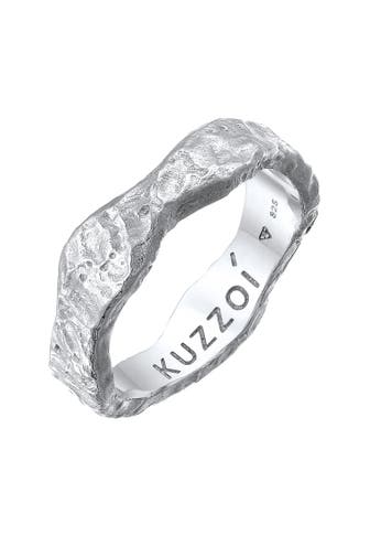 KUZZOI Ring Herren Bandring Organic Struktur 925 Silber Silber