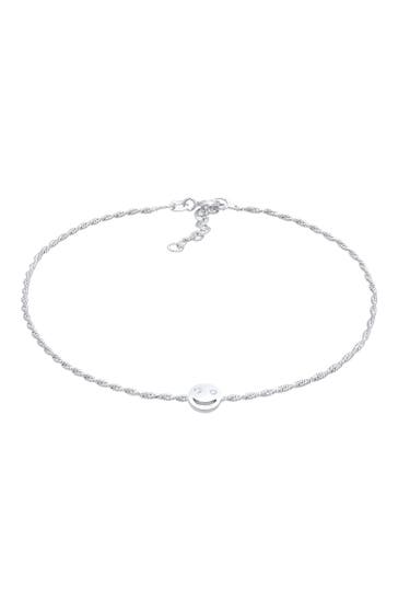 ELLI Fusskettchen mit Smile Face 925 Silber, mit Kristallen von Swarovski® Silber