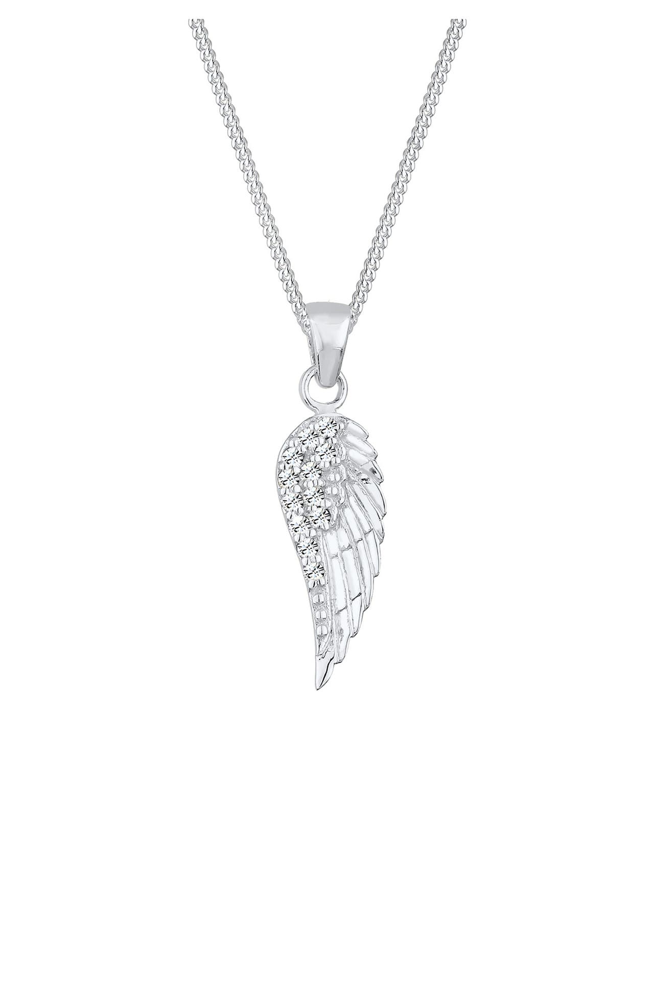 ELLI Kette Flügel Anhänger 925 Silber, mit Kristallen von Swarovski® Silber, Bild 1