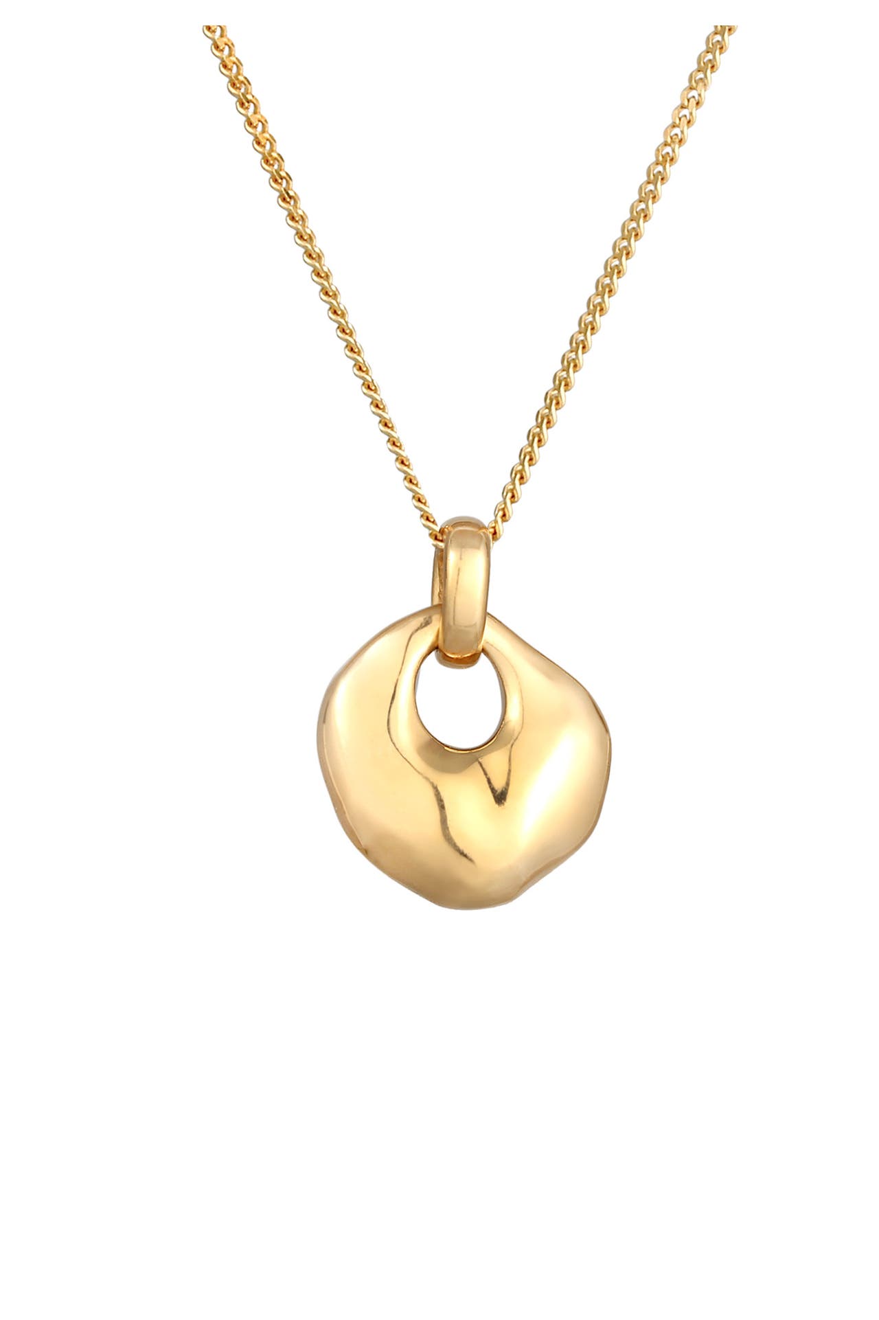 ELLI Kette Disc Anhänger Organic Design 925 Silber vergoldet Gold, Bild 1