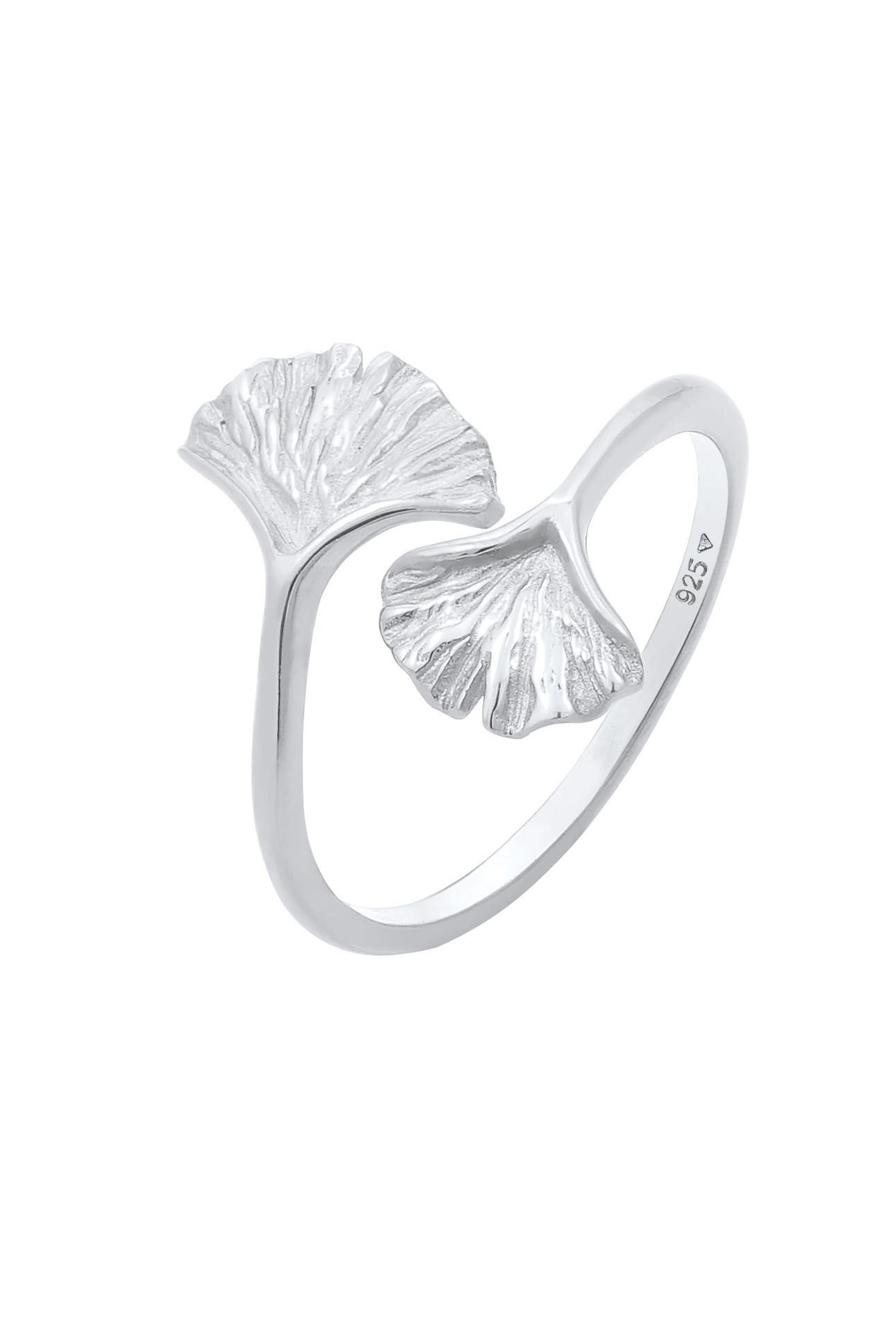ELLI Ring Verstellbar offen Ginkgo Blatt Natur 925 Silber, Bild 1