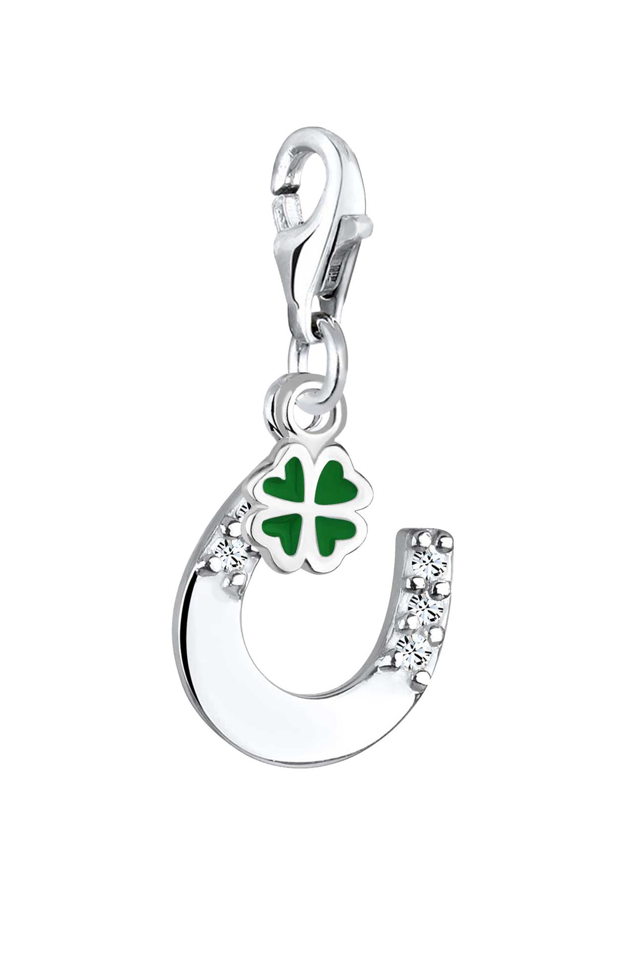 ELLI Charm Hufeisen Kleeblatt 925 Silber, mit Kristallen von Swarovski®, Bild 1