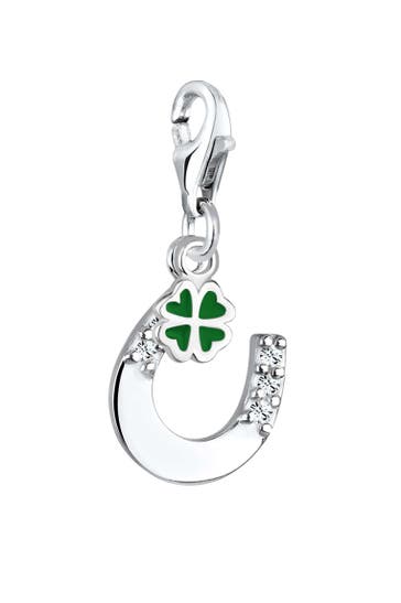 ELLI Charm Hufeisen Kleeblatt 925 Silber, mit Kristallen von Swarovski®